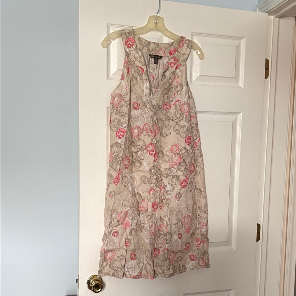 Tommy Bahama cream and floral linen dress